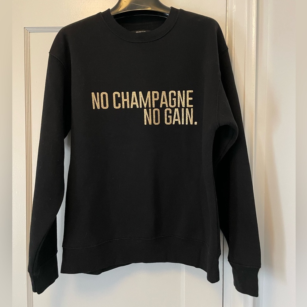 Brunette The Label Black Crewneck Sweatshirt with White Logo Tag